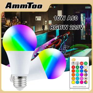 LED 스마트 전구 제어, RGB 볼 버블 및 그래피티, 가족 색상 변경 조명, E27 블루투스 전구, 홈 데코, 10W, A60, RGBW, 220V