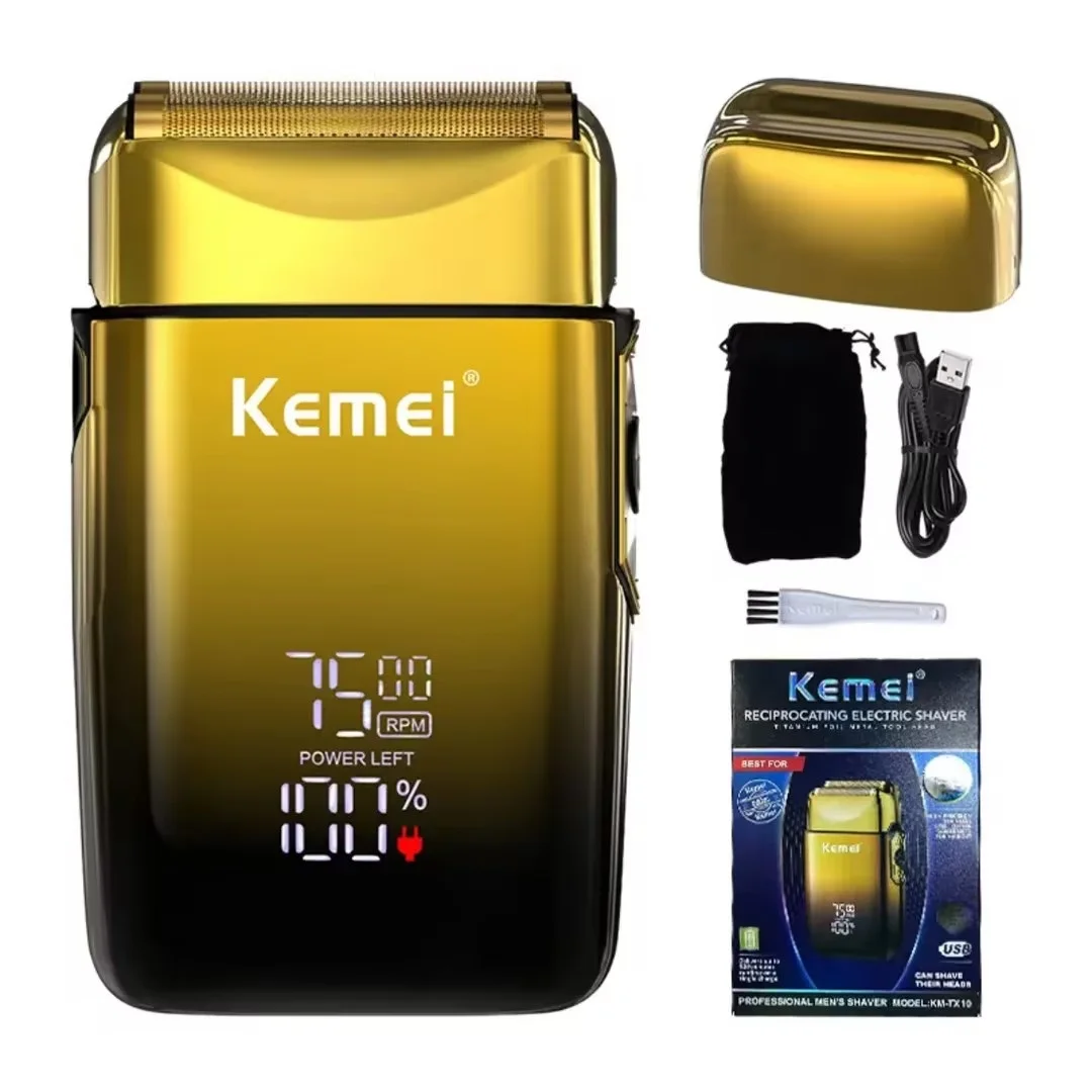 Kemei TX10 남성용 충전식 전기 면도기, LED 디스플레이 화면, 머리 수염 면도기, 대머리 면도, 신제품