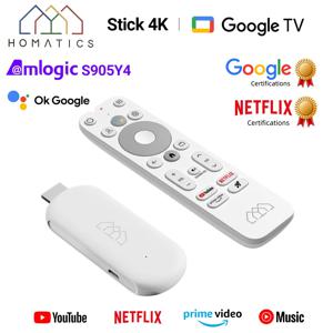 HOMATICS 4K TV 스틱, 넷플릭스 구글 인증, 2GB LPDDR4 32G ROM, Amlogic S905Y4 지지대 돌비 애트모스, H.265 2T2R 와이파이 구글 박스