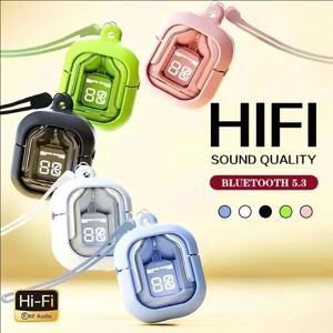 블루투스 5.3 소음 감소 HD HiFi 스테레오 무선 이어폰, T2 TWS 게이밍 이어버드, 헤드셋 보호 케이스 및 랜야드 구매