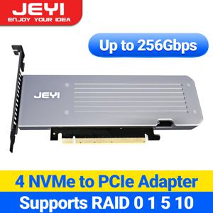 JEYI 방열판 포함 확장 카드, 4 SSD M.2 X16 PCIe 4.0 X4, 최대 256Gbps 2280 4 NVMe M.2 지원, 분기 레이드 지원