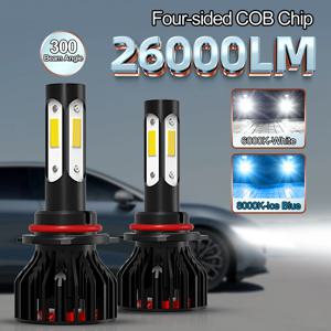 9004 9007 자동차 LED 전구, 4 면 9005, HB3 9006, HB4 H4 H7 H11 H13, 6000K 화이트, 8000K 아이스 블루, 360 빔 각도, 2 개, 신제품