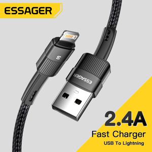 Essager 아이폰용 고속 충전 USB 케이블, 11, 12, 13, 14, 15, 16 프로 맥스, 미니 Xs, Xr, X, 8, 7, 6 플러스, 2.4A 와이어, 충전기 코드