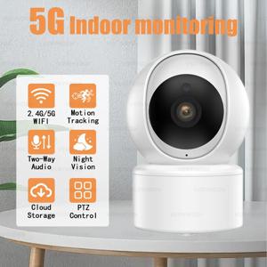 실내 IP CCTV 감시 카메라, AI 인간 감지, 자동 추적, 4X 디지털 줌, 나이트 비전 베이비 모니터, 5MP 와이파이 카메라