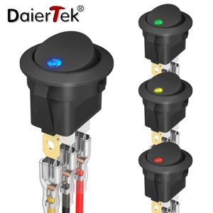 DaierTek 자동차 보트용 라운드 로커 스위치, 12 V 20A 라운드 토글 스위치, 12 볼트 DC 조명, 3 핀, 2 웨이 SPST 스위치, 4 개