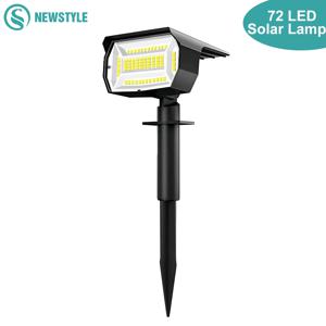 72 LED 태양 스포트라이트 야외 풍경 방수 108/136 LED 태양열 전원 벽 조명 자동 켜기/끄기 마당 정원 통로