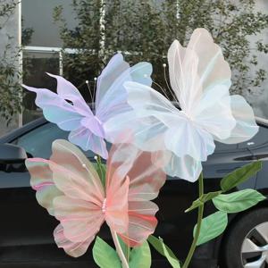 50cm 큰 시뮬레이션 나비 3D 야외 결혼식 축제 장식 중공 대형 교수형 거즈 가짜 나비 발렌타인 데이