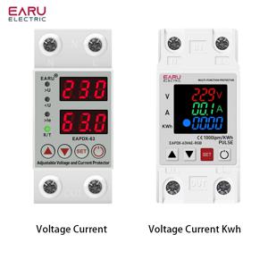 디지털 과전압 저전압 계전기, 과전류 보호, 에너지 계량기, 40A, 63A, 230V Din 레일, 220V