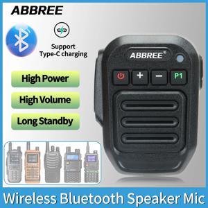 ABBREE 무선 블루투스 스피커 마이크, 휴대용 마이크, C타입, 고출력, Baofeng UV-5RH 21 Quansheng UV-K5(8) 워키토키