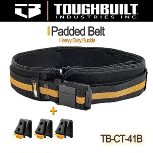 ToughBuilt 전문가용 TB-CT-41B 패딩 벨트, 스틸 버클, 허리 가방 클립, 테크 허브용 헤비 듀티 버클, 백 지지대