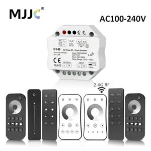 MJJC AC LED 트라이액 조광기, 단색 스트립 전구 램프, 2.4G 무선 RF 리모컨 S1-B 조광기, 110V, 220V, 230V