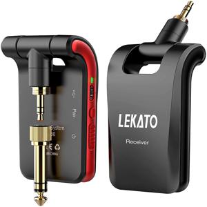 LEKATO WS-60 무선 기타 시스템, 2.4GHz 무선 기타 송신기 수신기, 스테레오 2 인 1 플러그, 6 채널 기타 무선