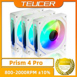 TEUCER Prism4 Pro ARGB 선풍기 PC 케이스 선풍기 키트, 4 핀 PWM CPU 냉각 팬, 3 핀 5V RGB 게임용 컴퓨터 선풍기, 12cm