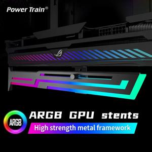 파워 트레인 ARGB 그래픽 카드 GPU 거치대, 높이 조절 가능, 수평 GPU 브래킷, AURA SYNC GPU 비디오 카드홀더 거치대