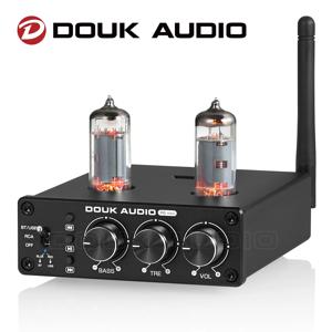 Douk Audio HiFi 블루투스 5.0 밸브 튜브 프리앰프, 스테레오 리시버 USB 플레이어, 홈 데스크탑 프리앰프, 트레블 베이스 컨트롤 포함