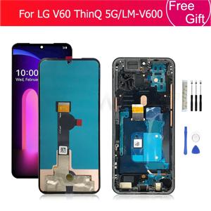 LG V60 용 LCD 디스플레이 터치 스크린 디지타이저 어셈블리, LG V60 ThinQ 5G LM-V600 LCD 디스플레이, 프레임 교체 부품 포함, 6.8 인치