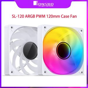 JONSBO PC 케이스용 SL-120 ARGB 선풍기 쿨러, 선풍기 5V, 3 핀, 4 핀 PWM CPU 쿨러, PC 선풍기 RGB 전면 리버스 케이스 선풍기, 120mm