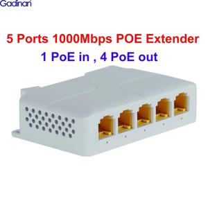 Gadinan POE 확장기 NVR IP 카메라, 1-4 기가비트 네트워크 스위치 리피터, 플러그 앤 플레이 VLAN AP, 100, 1000M, 90W, 5 포트