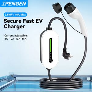 IPENGEN EV 휴대용 충전기, 전기 자동차용 월박스 충전 스테이션, 타입 2, GBT 플러그 커넥터, 16A, 1 상, 3.5KW, 타입 1, 3.5m