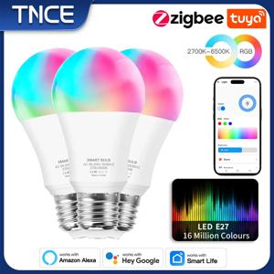 TNCE Zigbee E27 전구, Tuya RGB 조광 가능 조명, LED 촛불 램프, 3000-6000k, 스마트 라이프 앱, 알렉사 구글 홈 음성