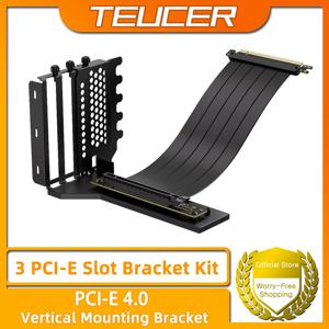 TEUCER L-Z3 GPU 수직 장착 브래킷 키트, PCIe 4.0 X16 라이저 케이블 200mm, 그래픽 카드 스티어링 장착 브래킷