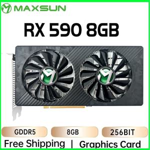 MAXSUN 새로운 AMD RX 590 8GB Placa De 비디오 게임 그래픽 카드 GDDR5 256Bit PCI Express 3.0 ×16 8Pin Radeon GPU rx590 시리즈