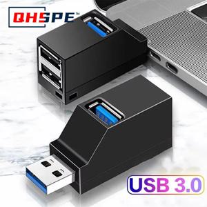 USB 3.0 허브 어댑터 익스텐더 미니 스플리터 박스, 1 ~ 3 포트 고속 USB 2.0, PC 노트북 U 디스크 카드 리더기