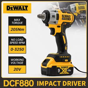 Dewalt DCF880 무선 임팩트 렌치, 20V 리튬 배터리, 높은 토크, 고속 강력한 렌치, 충전식 전동 공구, 203Nm