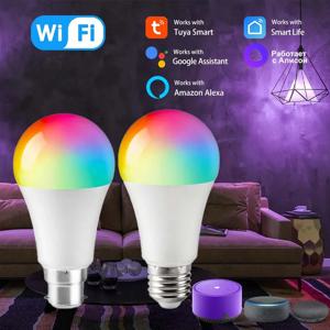 투야 스마트 LED 전구, E27, B22, 와이파이 블루투스, 스마트 라이프, 알렉사, 구글 스마트싱스, 15W RGB 램프, 스포트라이트 앰플, 봄빌라