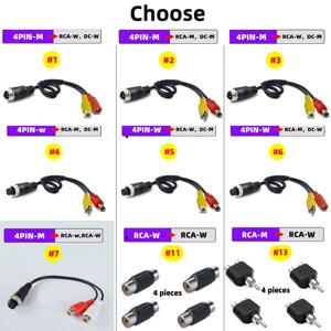 자동차 후면 카메라 모니터용 항공 헤드, 수/암-RCA AV/암 DC 다중 케이블 플러그 어댑터 변환기 전환, 4 핀