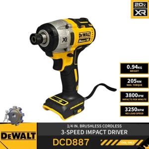 Dewalt 무선 브러시리스 모터 전동 드릴 도구, Dewalt DCF887 20V 배터리용, 205 N.M 임팩트 드라이버