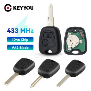 KEYYOU 자동차 원격 키 2 버튼 433mhz ID46 푸조 106 107 206 306 307 207 407 파트너 Citroen C1 C2 C3 C4 Saxo Picasso