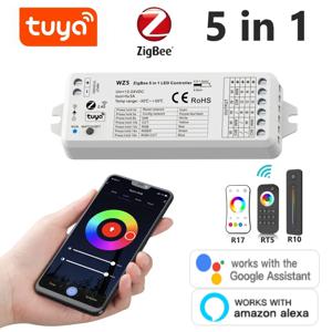 TUYA Zigbee 스마트 LED 컨트롤러, 구글 플러스 음성 제어, 2.4G RF 원격, DC12V, 24V, DIM RGB CCT, RGBW, RGBWW, RGBCW 스트립, WZ5