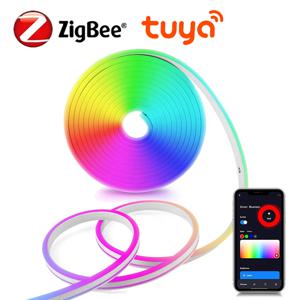 Zigbee Tuya 스마트 RGB LED 네온 스트립, USB 5V 유연한 리본 테이프, 방수 LED 조명, 방 장식, RGB 필요 허브