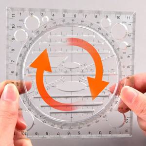 다기능 회전식 눈금자 드로잉 템플릿, 아트 디자인, 건축가 스테레오 기하학 원형 드로잉 측정 체중계, 카와이 눈금자