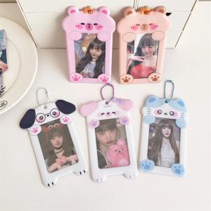 3인치 카와이 동물 포토카드 홀더 Kpop 스타일 아이돌 카드 보호 커버 슬리브