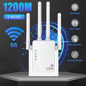 듀얼 밴드 실외 신호 증폭기, 1200Mbps 와이파이 신호 부스터, 이더넷 포트, 360 ° 전체 범위, 2.4G, 5G