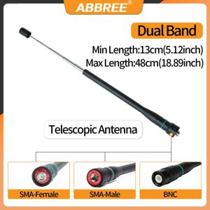 ABBREE AR-775 텔레스코픽 안테나, SMA-암, 수, BNC 듀얼 밴드 안테나, Quansheng UV K5 K6 Baofeng UV-5R BF-888S 21 Ham 라디오용