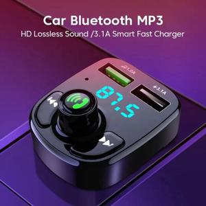 LED MP3 차량용 블루투스 FM 오디오 리시버, 핸즈프리 블루투스 5.0 송신기 2.1A 3.1A QC3.0 PD C타입 듀얼 USB 차량용 키트 충전기