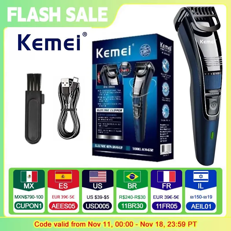 Kemei KM-632 남성용 전기 면도기, 전문 수염 트리머, 헤어 트리머, 그루밍 전기 면도기, 헤드 커터 기계