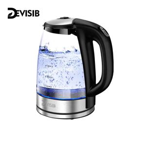 DEVISIB 전기 차 주전자, 스테인레스 스틸 필터, 온수 보일러, 넓은 개방, 자동 차단, 2L, 2200W