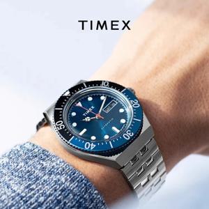 TIMEX 남성용 자동 브랜드 시계, 럭셔리 레저 다기능 시계, 달력 스틸 스트립 손목시계