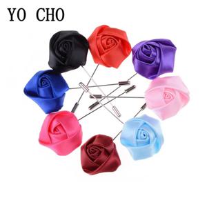 YO CHO 웨딩 Boutonniere 신랑 브로치 핀 실크 장미 꽃 단추 구멍 남성 정장 웨딩 꽃 액세서리 댄스 파티 장식