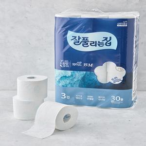 [잘풀리는집] 3겹 더도톰한 와이드 화장지 (35m x 30롤)