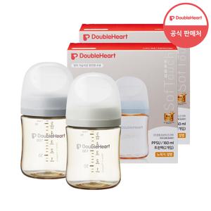 [더블하트] 3세대 160ml 모먼트 트윈팩 (젖병2개/노꼭지) 1+1