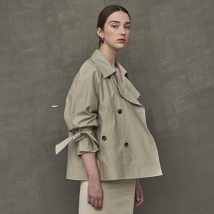 SHORT TRENCH JACKET_WARM GRAY