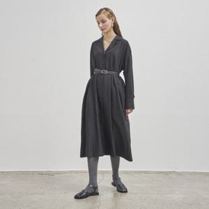 CLASSIC SHIRT DRESS (SET-BELT)_BLACK