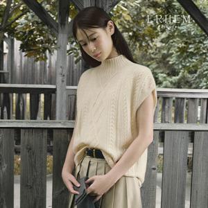 [런칭가 199,000원]에르헴 24FW 캐시미어100 케이블 하프넥 베스