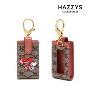 [선물포장][PEANUTS X HAZZYS] 핑크 가죽 스누피 스마트키홀더 HIHO4F312P2