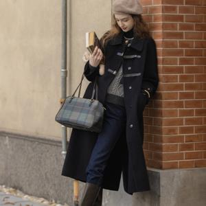 CAEL handmade wool buckle long coat_BLACK